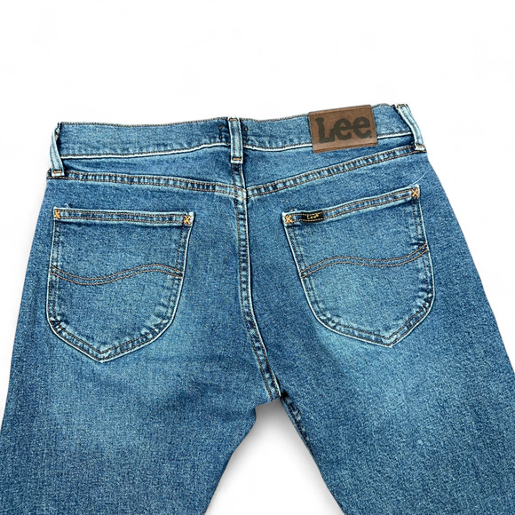 Lee Jeans Mens 31x33 Blue Slim Fit Stretch Straight Medium Wash Denim Y2K - Picture 7 of 10